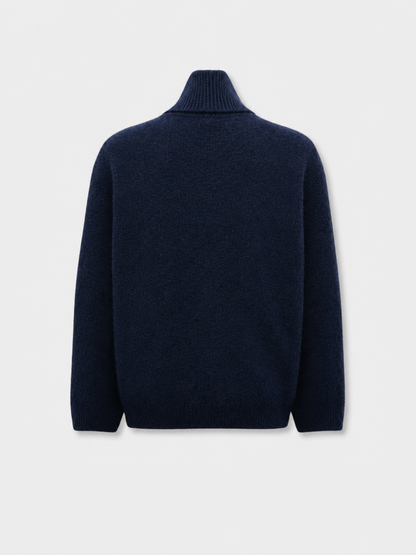 Navy Blue - Mohair Knit Zip-up