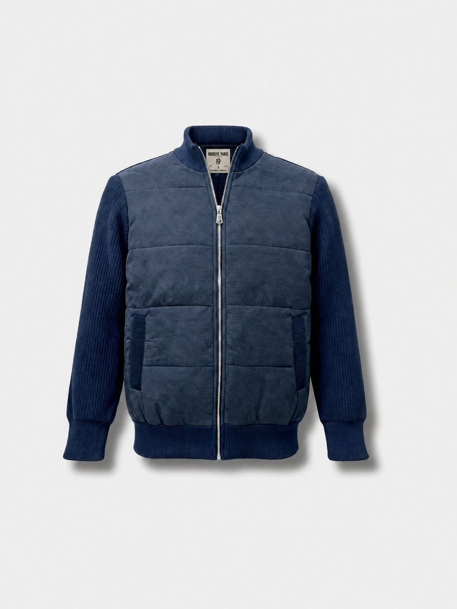 Padded Knit Jacket – Navy Blue