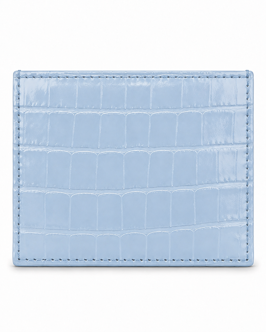 Crocodile Leather Cardholder - Light Blue