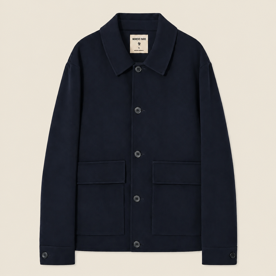 Noireve - Navy Blue Wool Overshirt V2