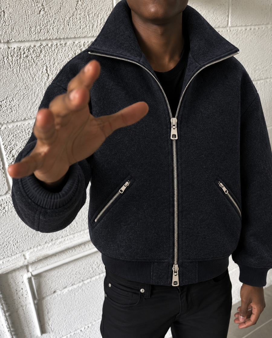 Atelier Wool Zip Jacket — Navy