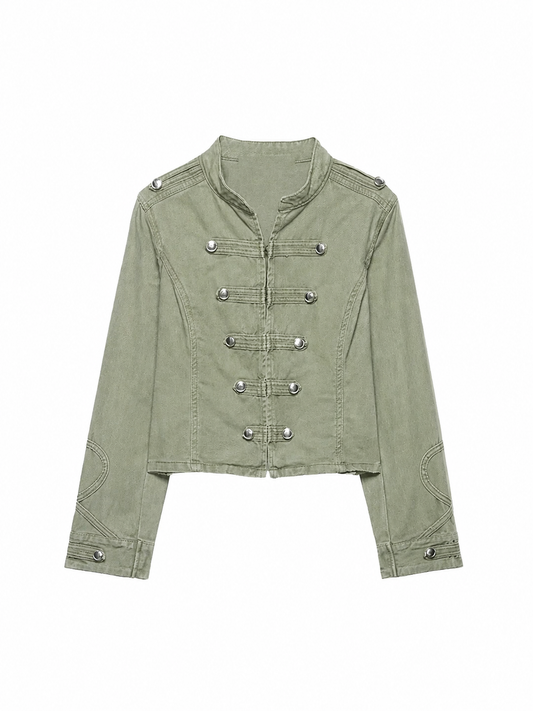 Washed Denim Military Jacket