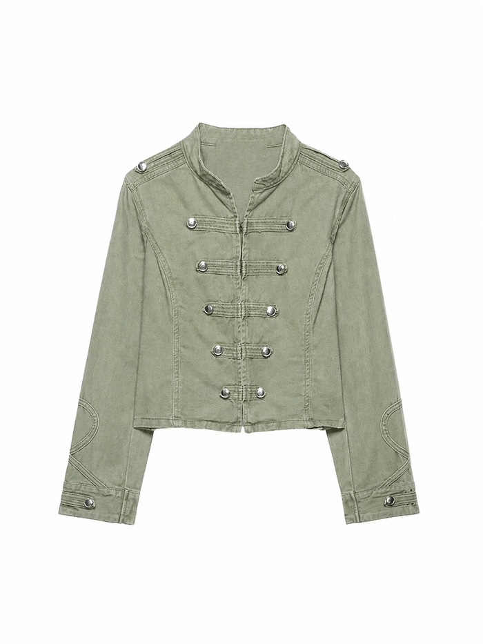 Washed Denim Military Jacket