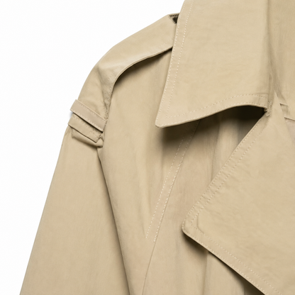 Beige Belted Trench Jacket