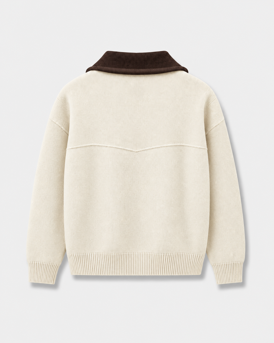 Noireve – Contrast Collar Knit Zip-Up