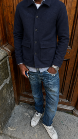 Noireve - Navy Blue Wool Overshirt V2