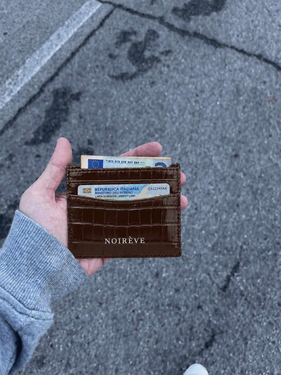 Crocodile Leather Cardholder - Espresso