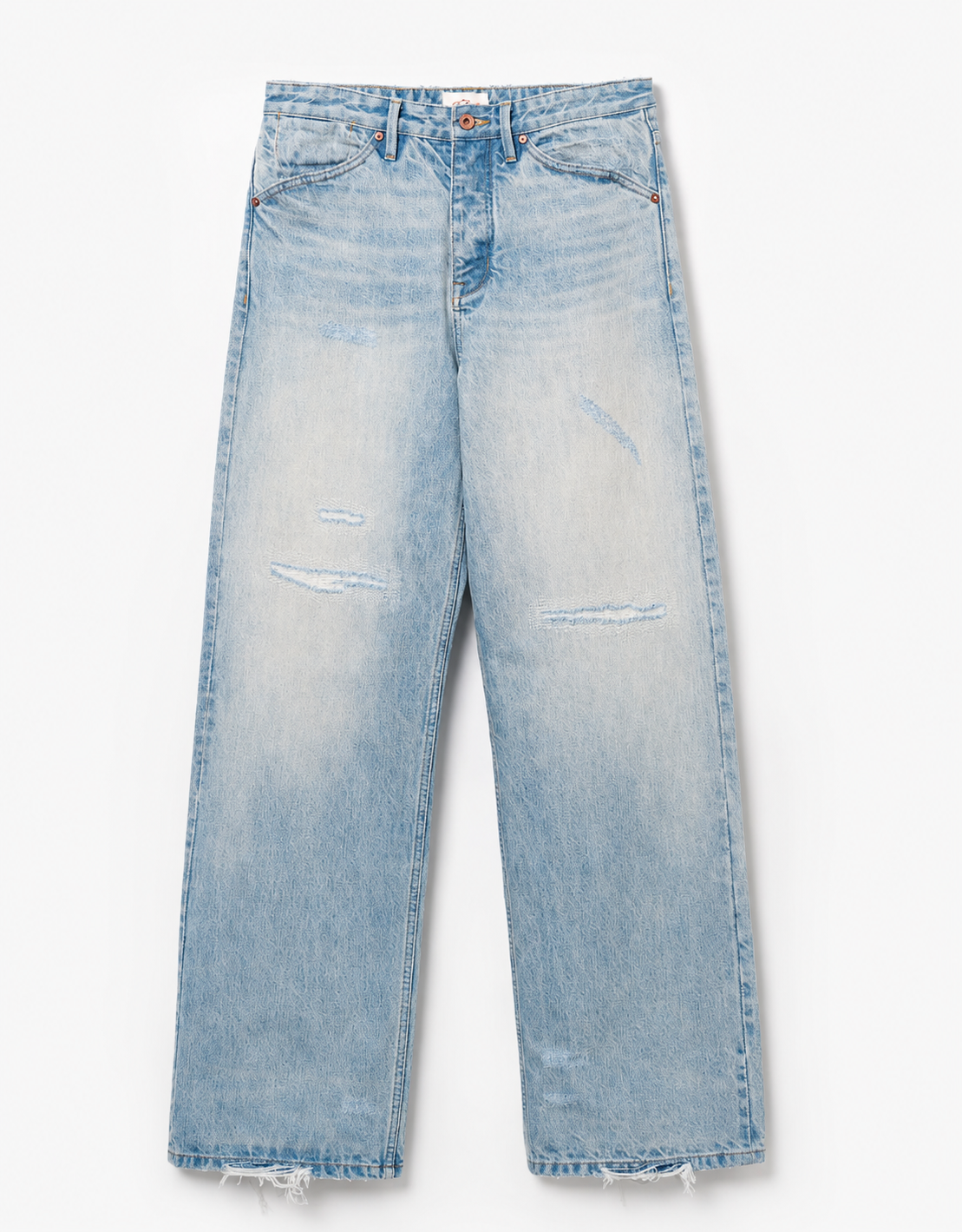 Distressed Light Blue Washed Jeans