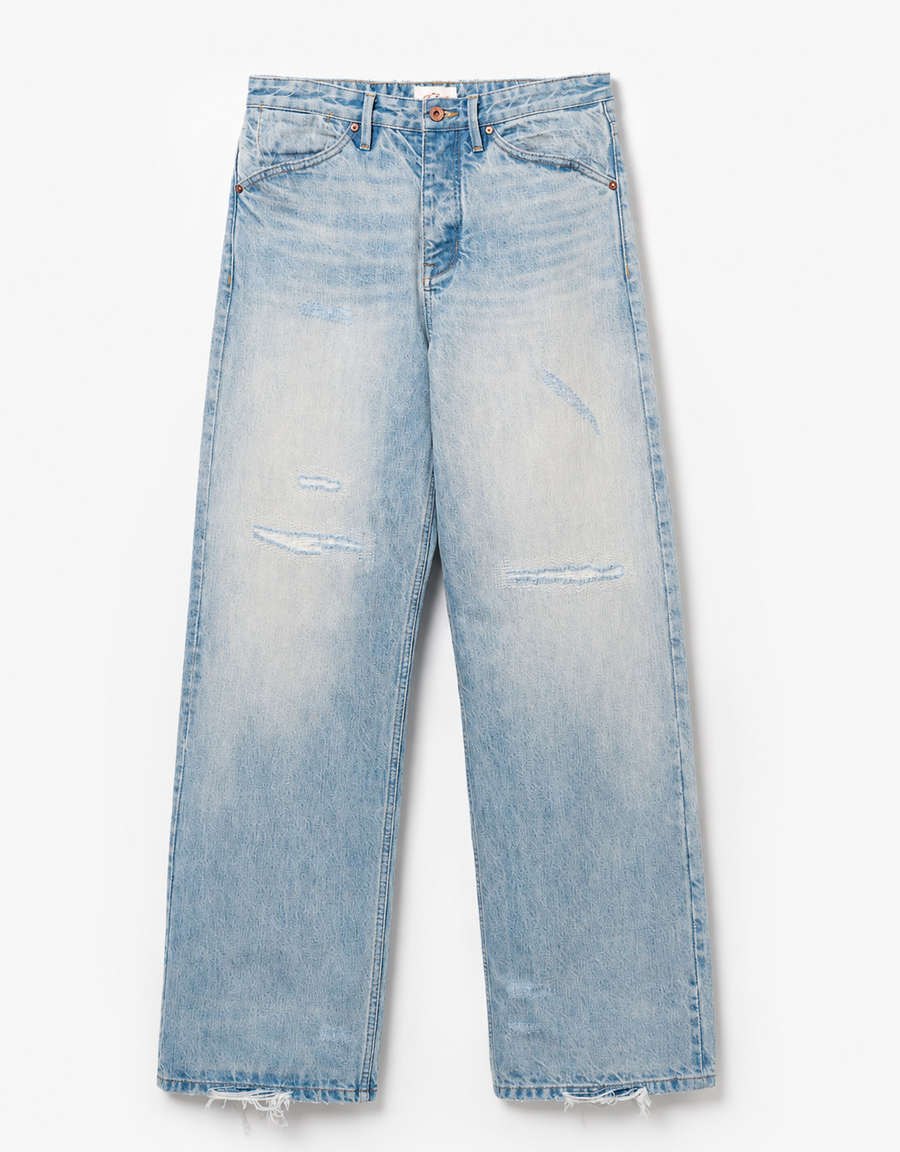 Distressed Light Blue Washed Jeans
