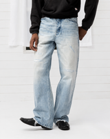 Distressed Light Blue Washed Jeans