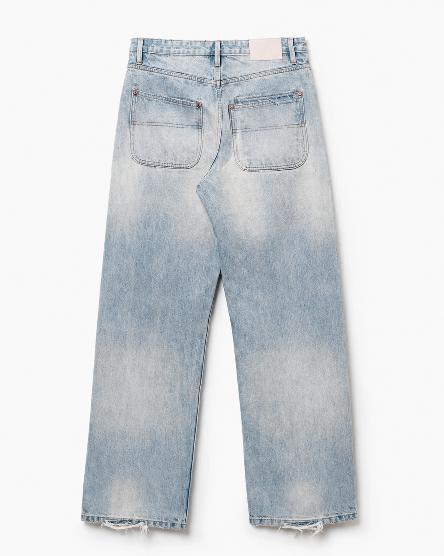 Distressed Light Blue Washed Jeans