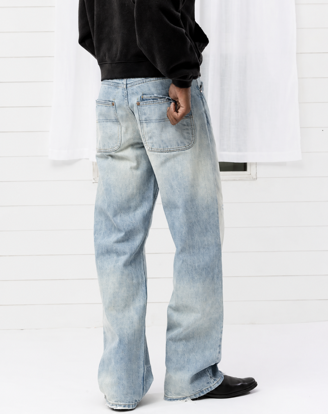Distressed Light Blue Washed Jeans