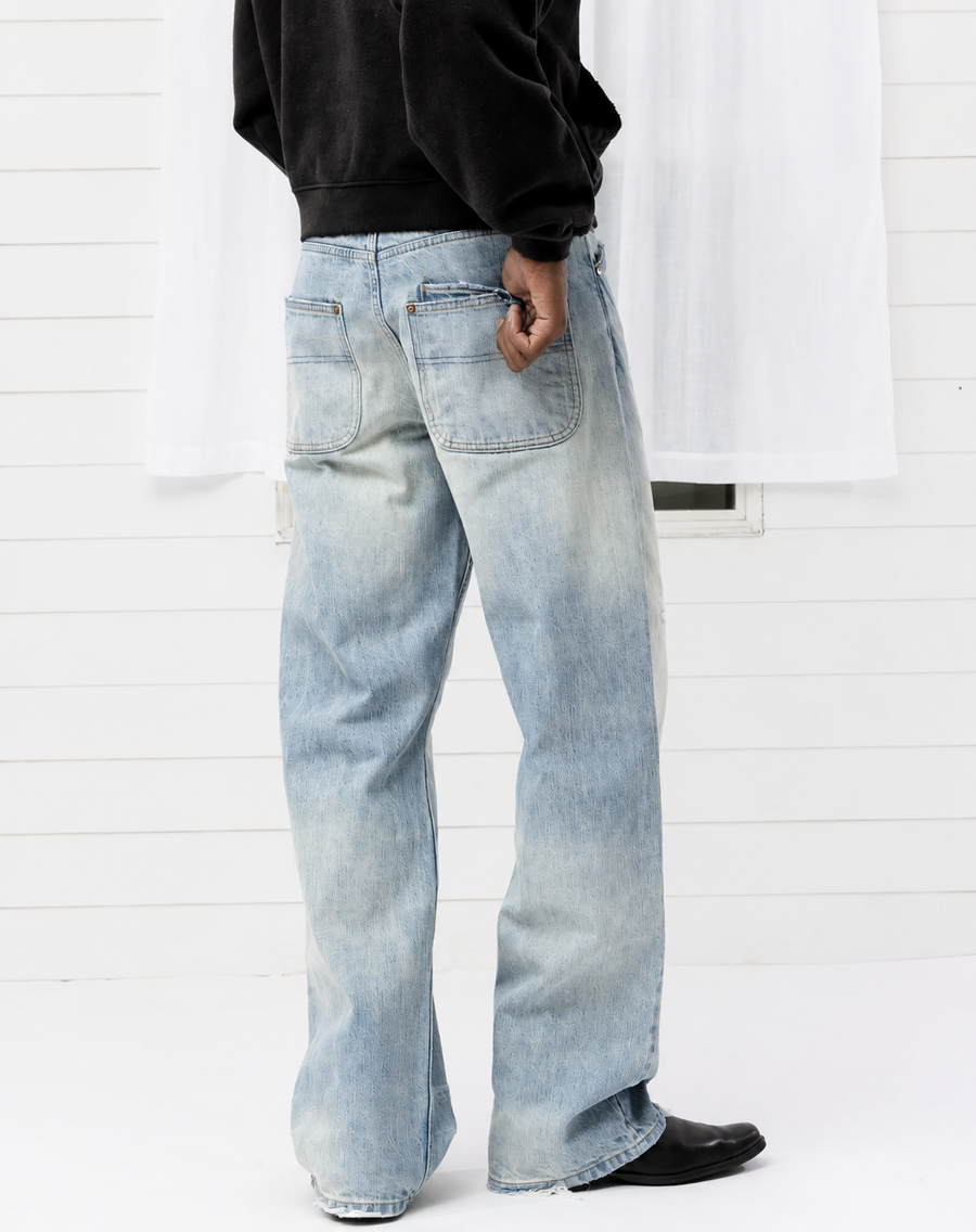 Distressed Light Blue Washed Jeans