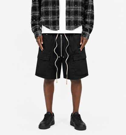 Double Zipper Tech Shorts Black