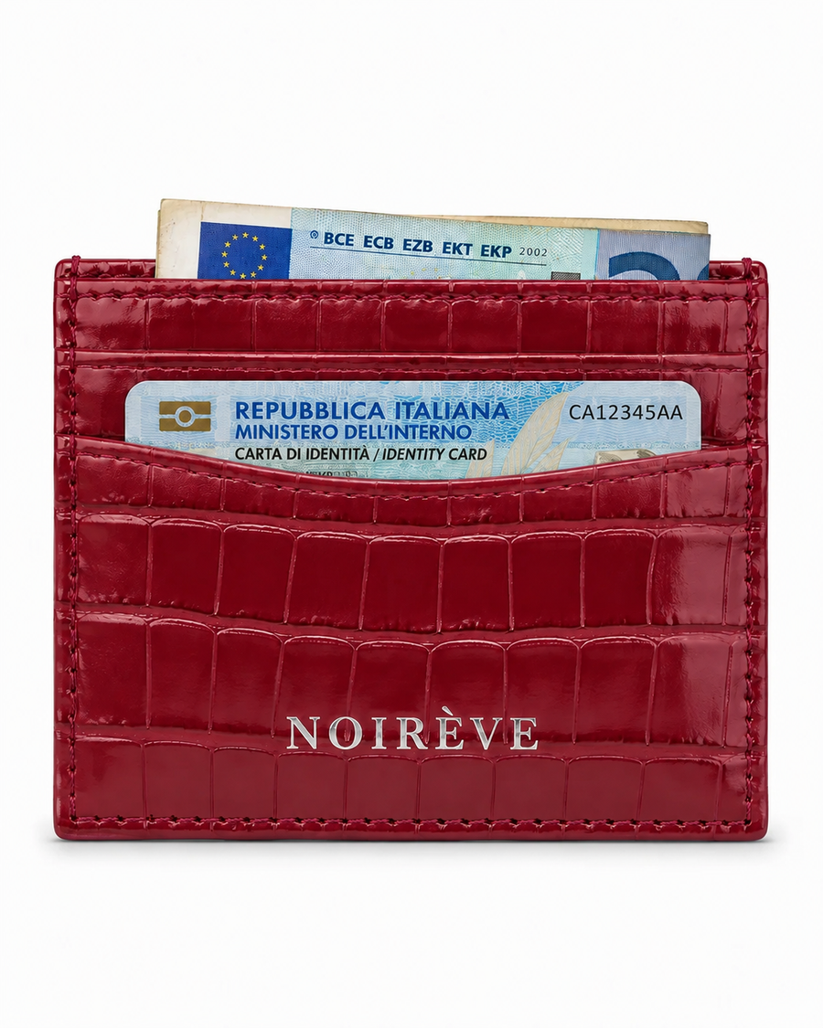 Crocodile Leather Cardholder - Red