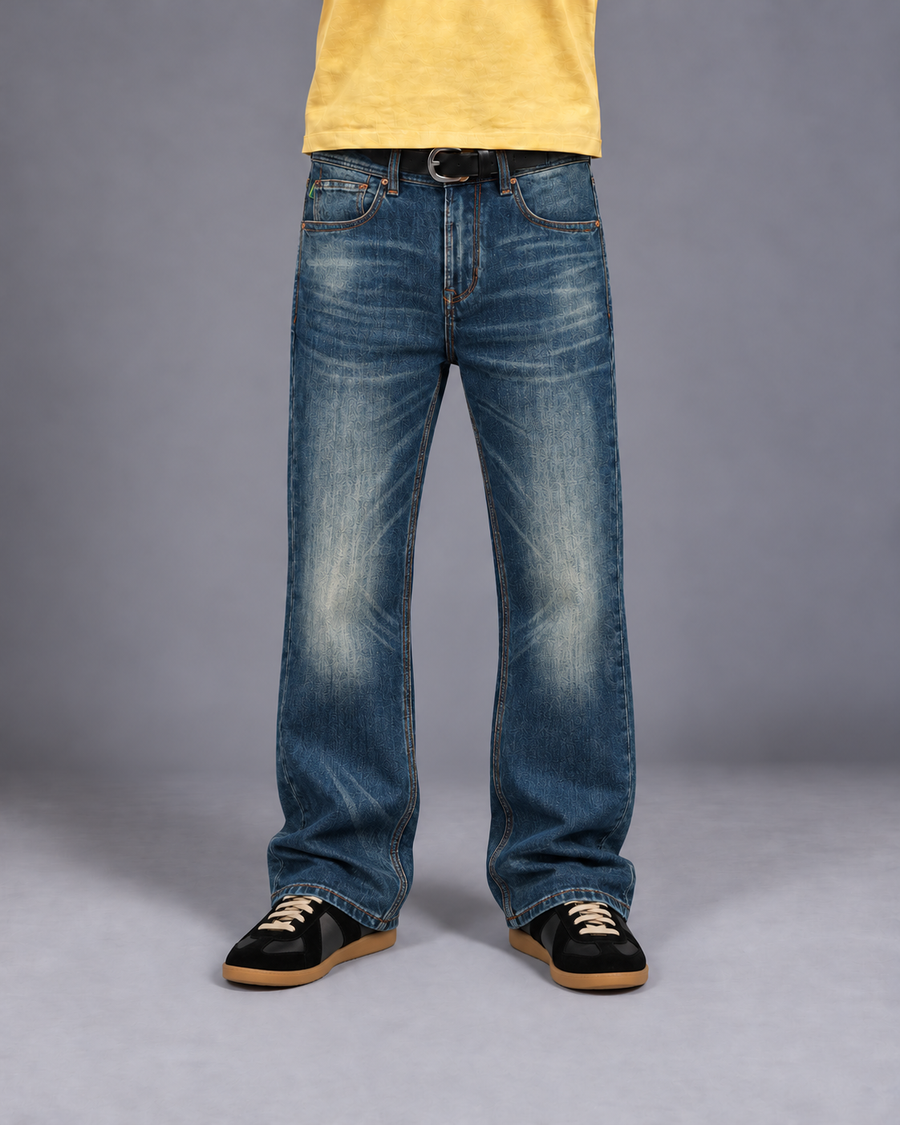 Vintage Washed Straight Fit Bootcut Jeans
