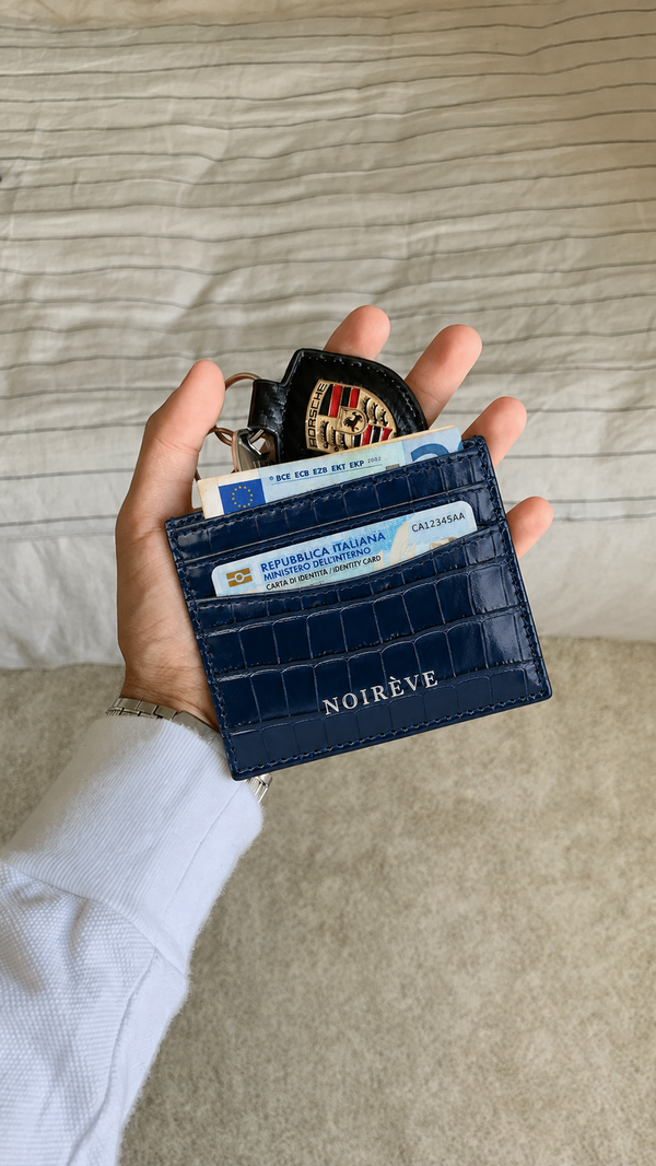 Navy Blue - Crocodile Leather Cardholder