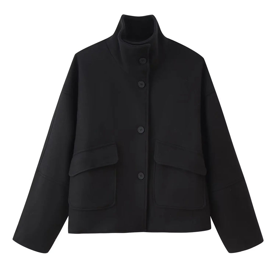 Wool Funnel Neck Coat