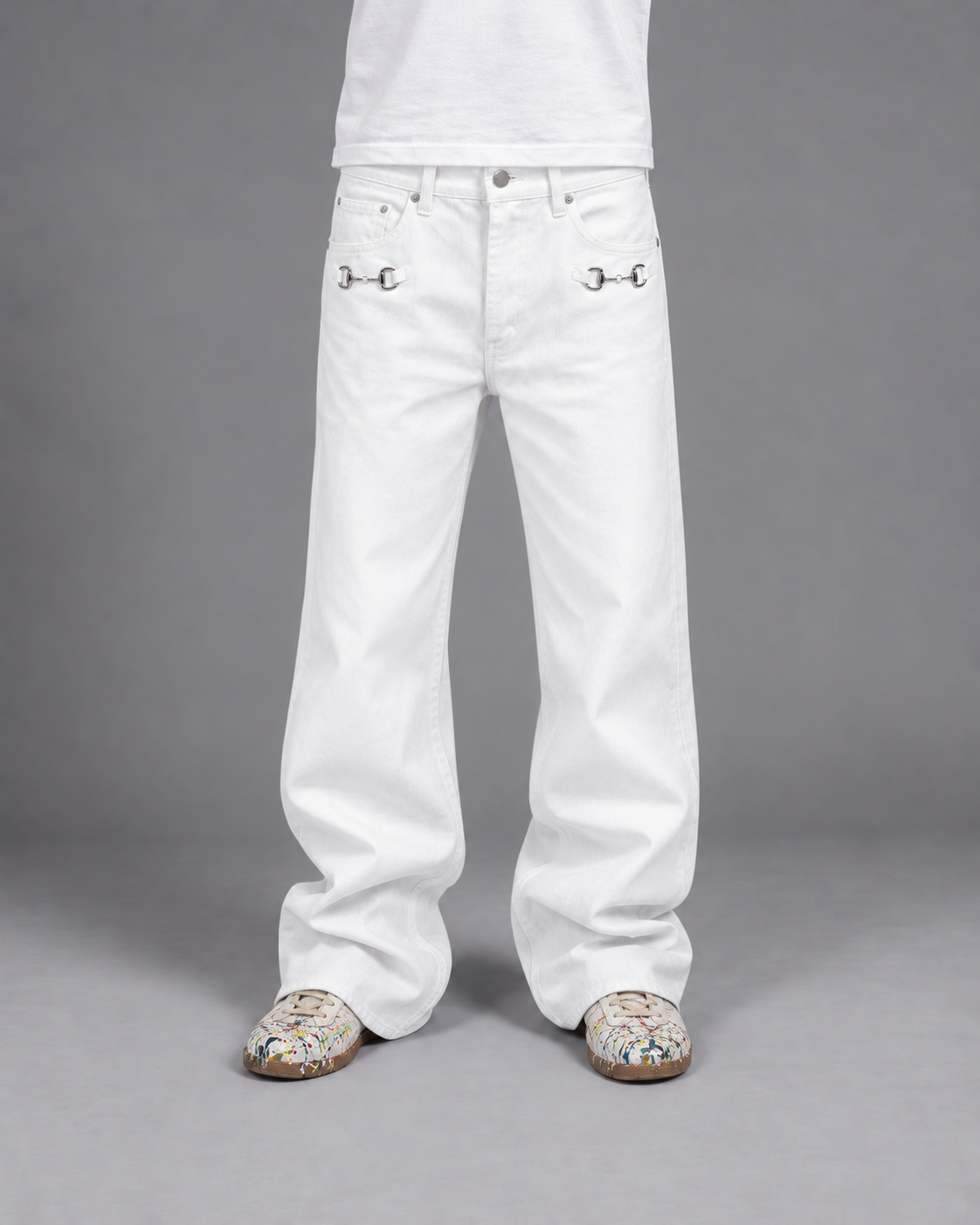 Noireve - Buckle White Jeans