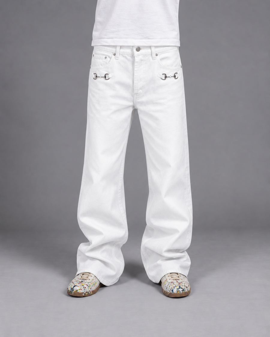Noireve - Buckle White Jeans