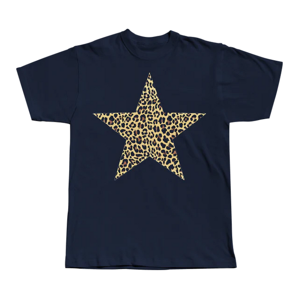 Purple Leopard Star - Navy Tee