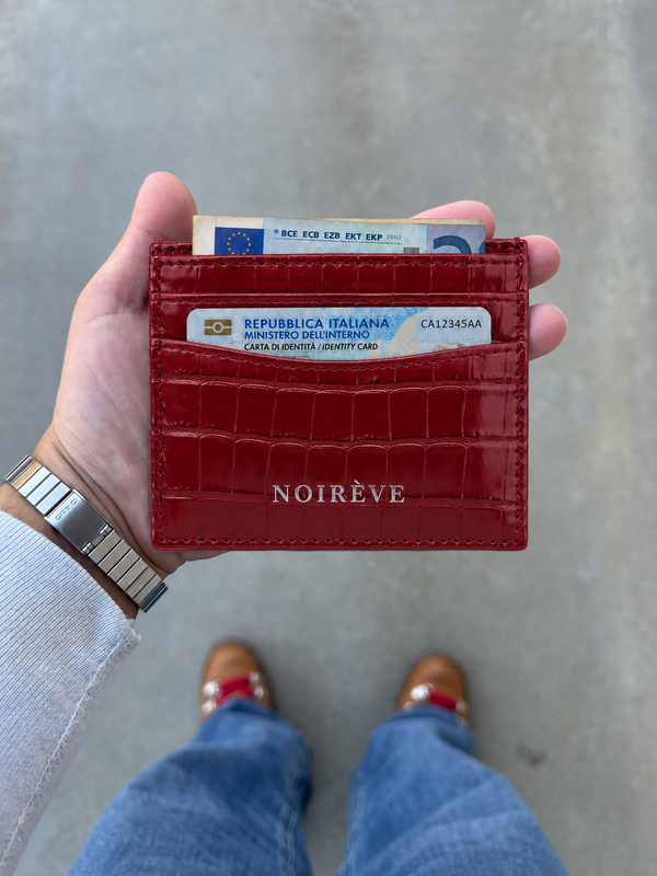 Crocodile Leather Cardholder - Red
