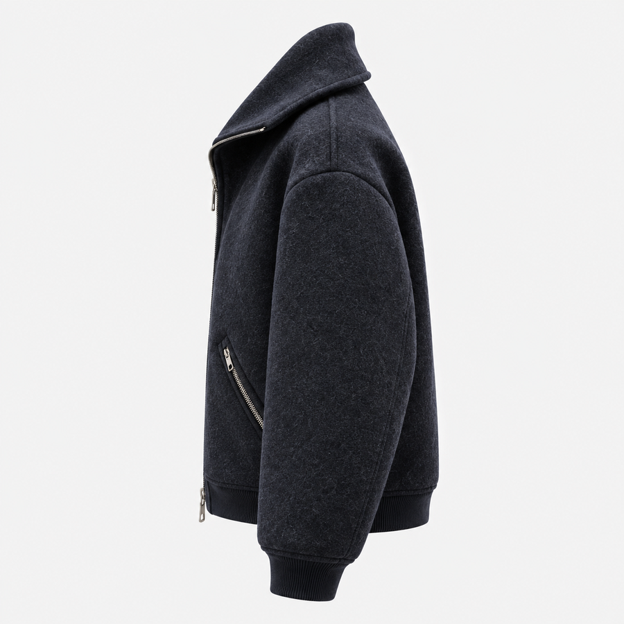 Atelier Wool Zip Jacket — Navy