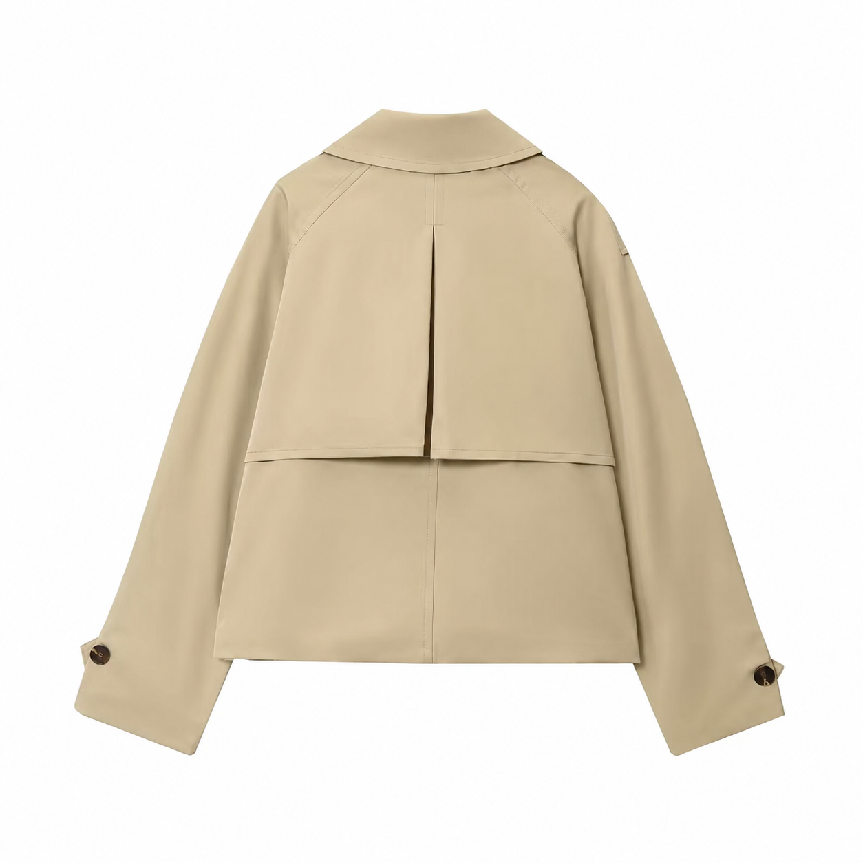 Beige Cropped Trench Jacket