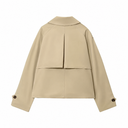 Beige Cropped Trench Jacket