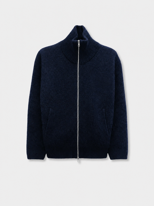 Navy Blue - Mohair Knit Zip-up