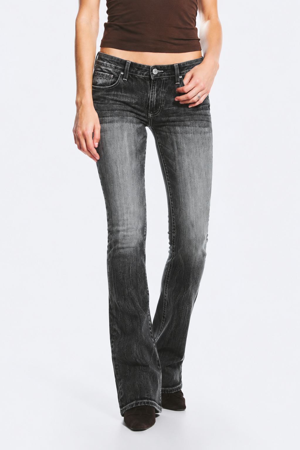 Washed Wing Bootcut Jeans Black