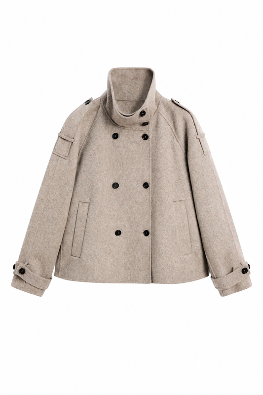 Cropped Trench Coat - Grey