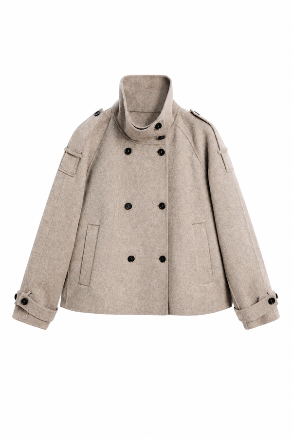 Cropped Trench Coat - Grey