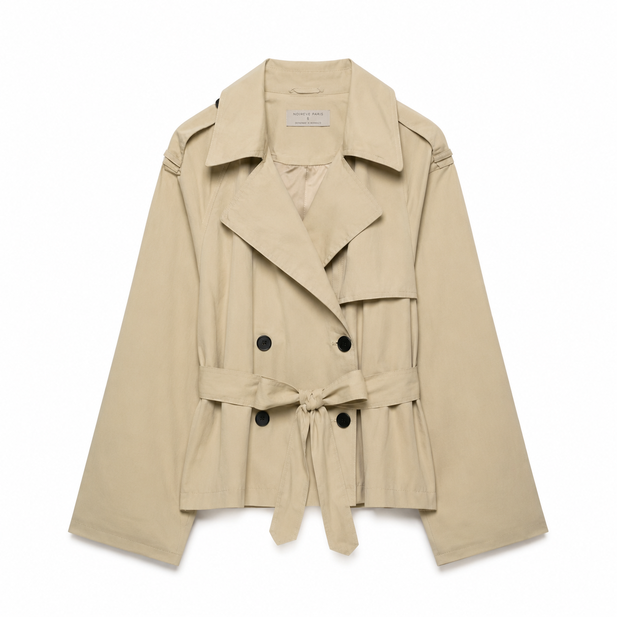 Beige Belted Trench Jacket