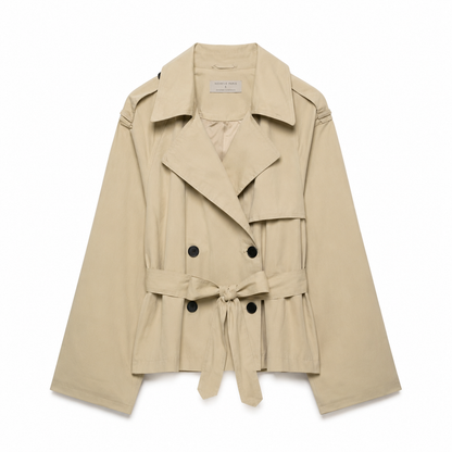 Beige Belted Trench Jacket