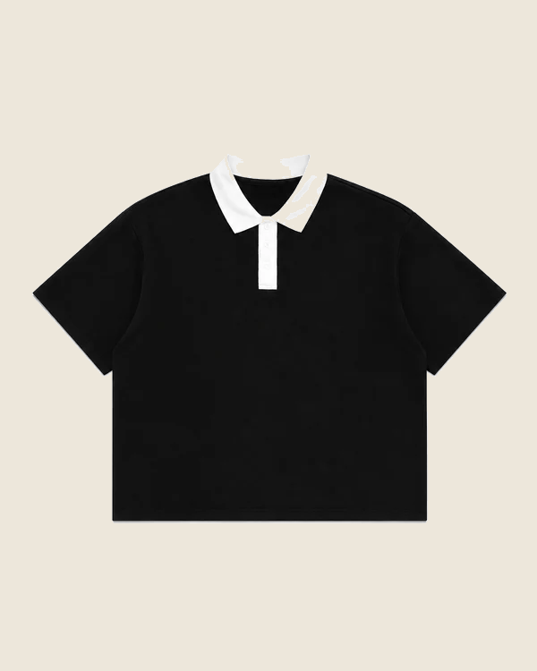 Black & White Boxy Polo Tee
