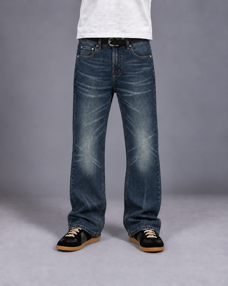 Faded Indigo Bootcut Straight Fit Jeans