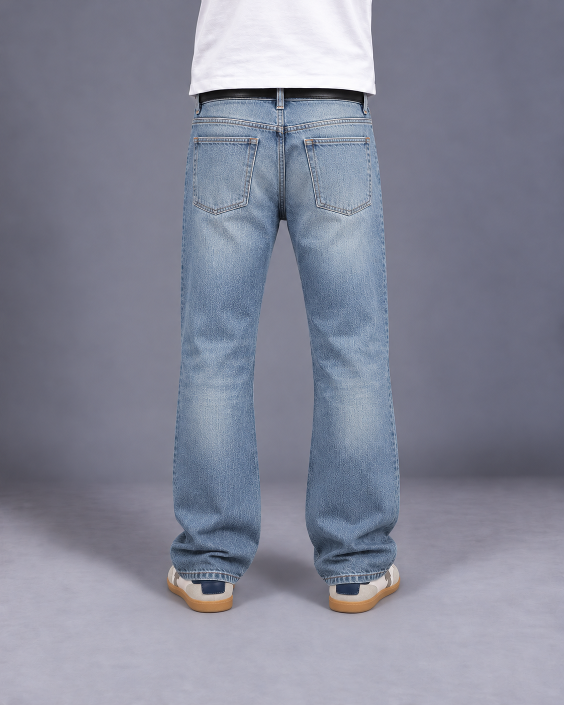 Blue Distressed Faded Bootcut Jeans