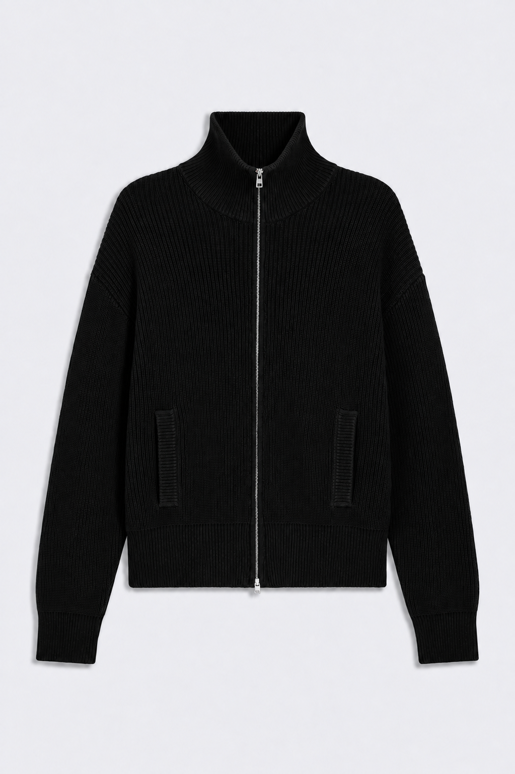 Black Knitted Double Zip