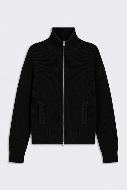 Black Knitted Double Zip