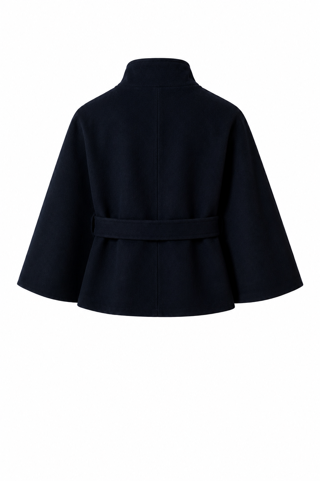 Belted Cape Coat - Navy Blue