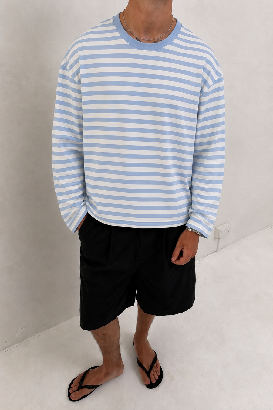 Blue Boxy Striped Longsleeve