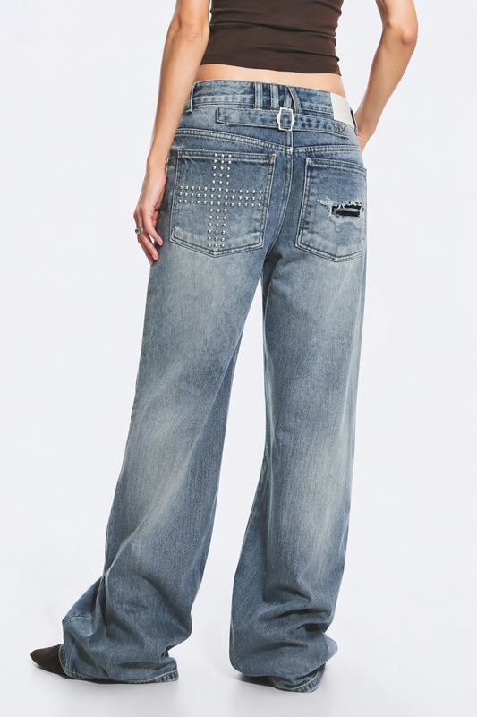Loose Straight Leg Blue Pants – Jeans