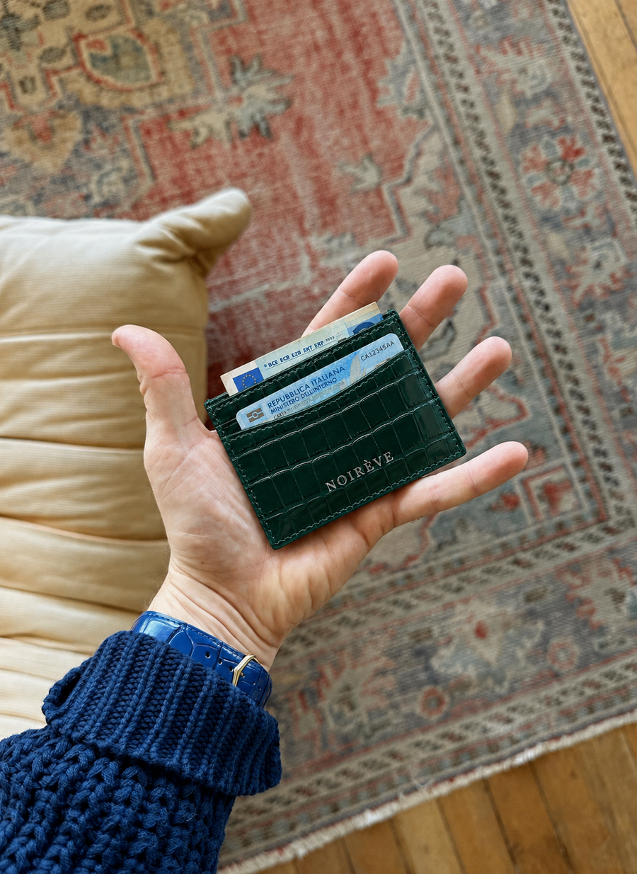 Crocodile Leather Cardholder - Green