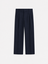 Navy Pleated Trousers