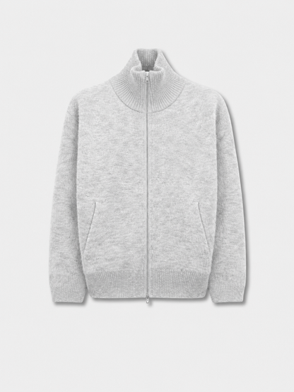 Light Grey - Mohair Knit Zip-up