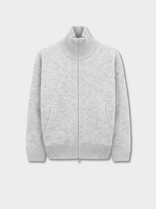 Light Grey - Mohair Knit Zip-up