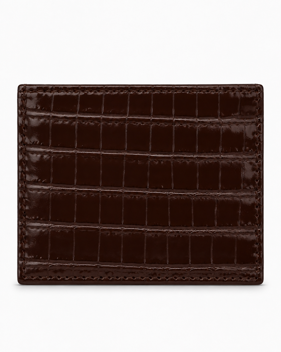 Crocodile Leather Cardholder - Espresso