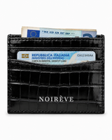 Crocodile Leather Cardholder - Black