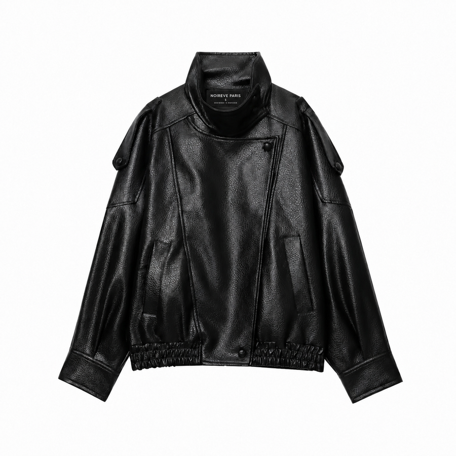 Noireve - Leather Collar Jacket
